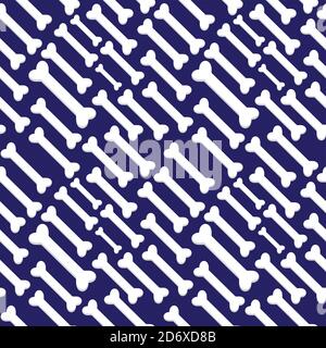 Bones cartoon vector stock illustration. Seamless pattern design template. Dark Blue, Navy Blue and white color theme Stock Vector