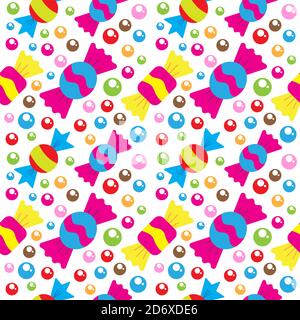 Colorful seamless pattern with various sweet candies element. Background design template. Cartoon stock vector illustration. Stock Vector