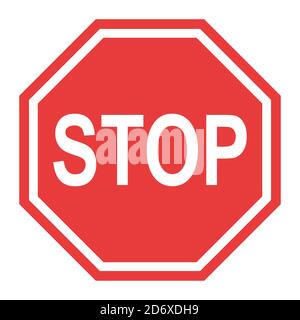 Stop sign, icon STOP vector. Red color singe symbol illustration . Stock Vector