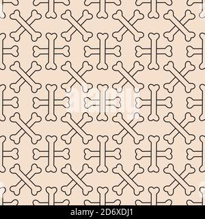 Crossbones texture in outline style vector stock illustration. Seamless pattern design template. Skintone, Beige color theme Stock Vector