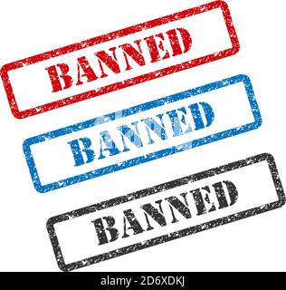 BANNED set rubber stamp isolated on background. Stock Vector