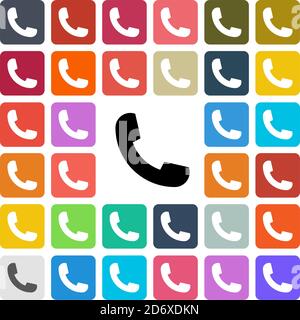Vector modern phone icon set in button. Stock Vector