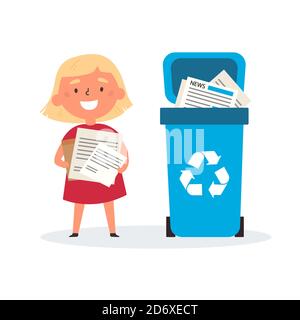 Garbage Sorting Bins Flat Vector Illustrations Set Stock Vector -  Illustration of graphic, cartoon: 161248175