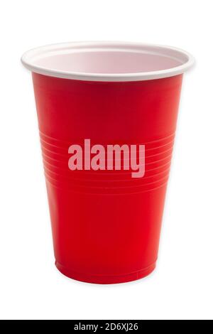 Red plastic cup isolated over white background Stock Photo