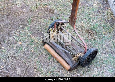 Blades and wooden roller of an SA Special push lawn mower manufactured by the  American Lawn Mower Company in the 1930s Stock Photo - Alamy