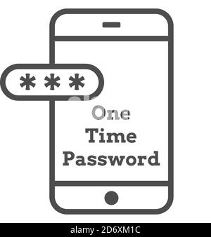 Mockup phone with encrypted password authentication. Two Factor Authentication or Multifactor Authentication or One Time Password OTP icon. Stock Vector