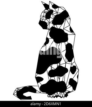 cat lover funny illustration black and white Stock Photo