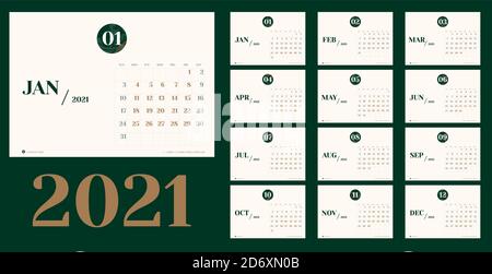 Vector 2021 new year calendar planner template in minimal table simple style with marble month texture number,Holiday event planner,Week Starts Sunday Stock Vector