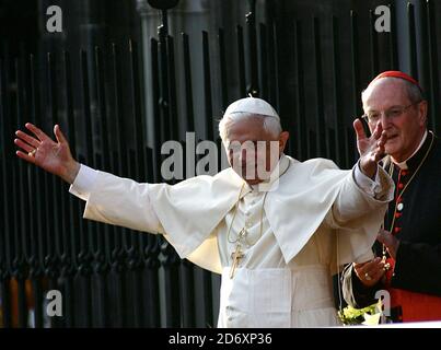 World Youth day in Germany , Cologne, 18.8.2005,  Pope Benedict XVI  during the Welcome Ceremony Stock Photo