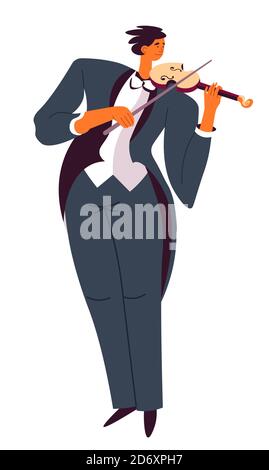 Violin player, classical music performer concert or practicing Stock Vector