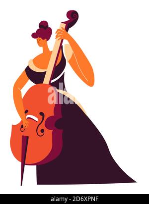 Cello player with violoncello, classic music performer vector Stock Vector