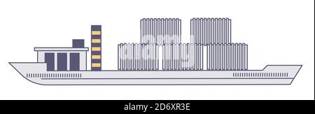 Shipping boat with cargo and freight, logistic services Stock Vector