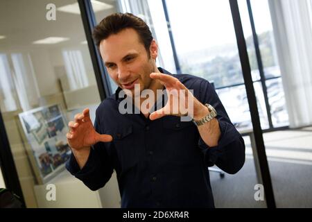 Irvine, California, USA. 6th Feb, 2013. Brendan Iribe, CEO, during an interview about the Oculus Rift virtual reality video game headset the Oculus company is developing in Irvine, California on Wednesday, February 6, 2013. © 2013 Patrick T. Fallon Credit: Patrick Fallon/ZUMA Wire/Alamy Live News Stock Photo