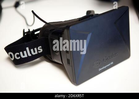 Irvine, California, USA. 6th Feb, 2013. A prototype of the Oculus Rift virtual reality video game headset the Oculus company is developing in Irvine, California on Wednesday, February 6, 2013. © 2013 Patrick T. Fallon Credit: Patrick Fallon/ZUMA Wire/Alamy Live News Stock Photo