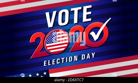 2020 United States of America Presidential Election banner. Vote 2020 banner with flag USA. Election day vector illustration Stock Vector