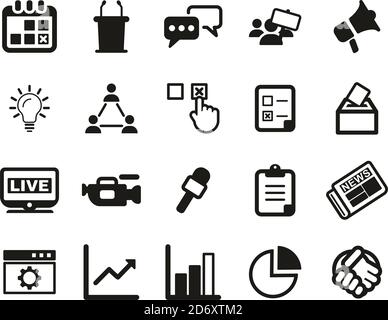 Elections Or Voting Icons Black & White Set Big Stock Vector