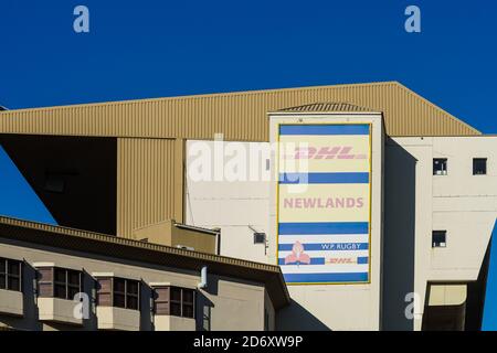 Newlands rugby stadium building and sign which is the home of Western Province team in Cape Town, South Africa Stock Photo