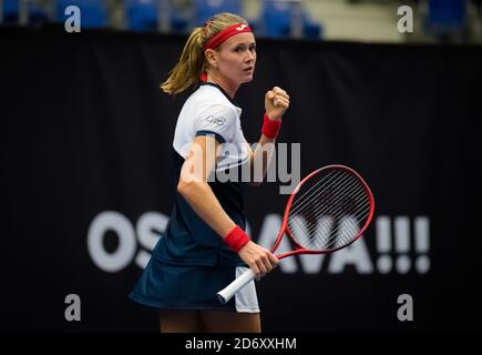 arie Bouzkova of the Czech Republic in action during the first qualifications round at the 2020 J&T Banka Ostrava Open WTA Premier tennis tournament Stock Photo