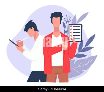 Businessman showing checklist, male with tasks or plan Stock Vector