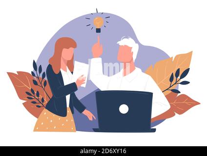 Business idea at work, brainstorming team in office Stock Vector