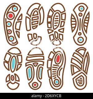 Footprints of boots, dirty bootprints and shoeprints vector Stock Vector