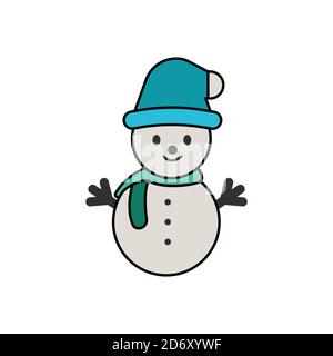 Snowman flat icon. winter symbol. Design template vector Stock Vector