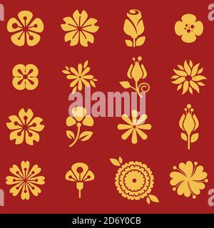 Blooming flowers, tulip and rose, daisy flourishing vector Stock Vector