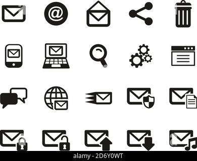 Email Icons Black & White Set big Stock Vector