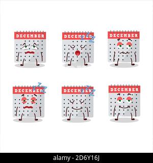 Cartoon character of december calendar with sleepy expression Stock Vector