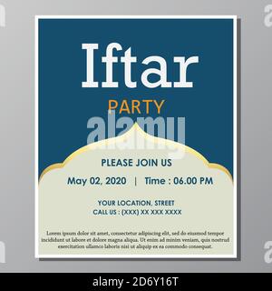 Illustration vector design of iftar party invitation template flyer, full editable. Stock Vector