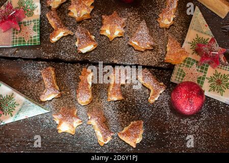 Christmas cookies on wooden background Stock Photo