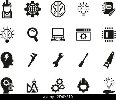 Engineering Icons Black & White Set Big Stock Vector