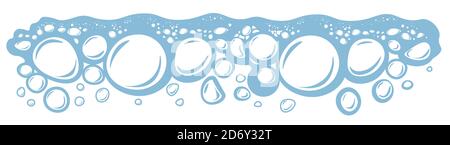 Bubbly water in line, hygiene or laundry soap suds Stock Vector