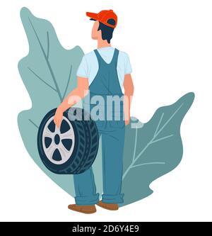 Mechanics services and tyre vehicle maintenance Stock Vector