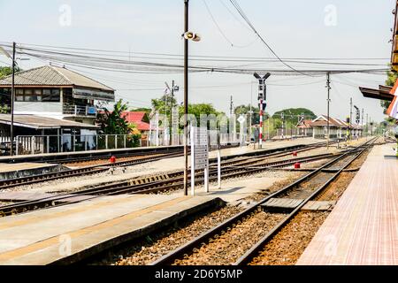 Beautiful photo of Ayutthaya train station taken in thailand Stock Photo