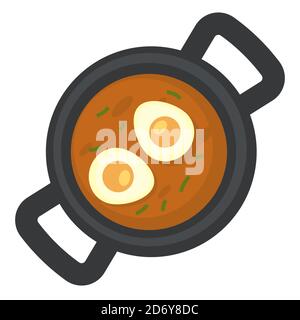 Turkish menemen dish for breakfast served in pan Stock Vector