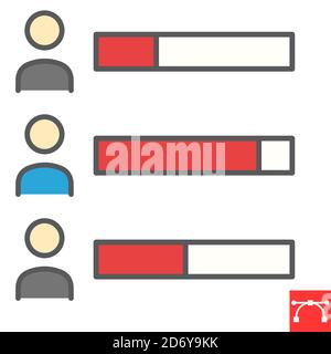 Voting statistics color line icon, election and survey, vote statistic sign vector graphics, editable stroke filled outline icon, eps 10. Stock Vector