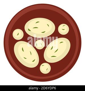 Asian cuisine, cheese or rice with dill or parsley Stock Vector