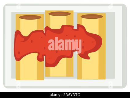Pancake rolls with sweet jam or caviar on top Stock Vector