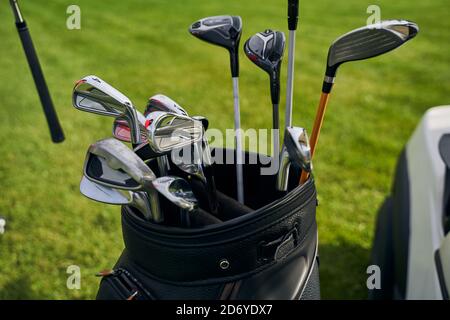 Stainless steel equipment used by professional golfers Stock Photo