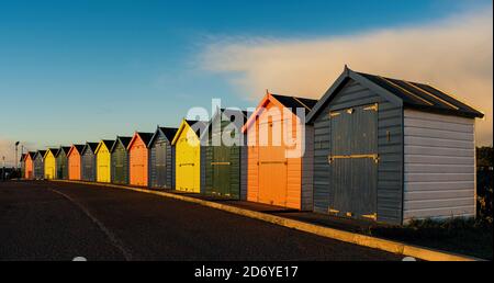 Beach sheds in Dawlish Warren in Devon in England in Europe Stock Photo