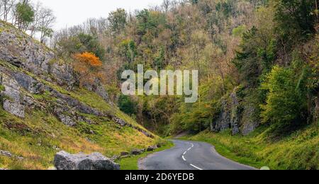 Cheddar Gorge in Black Rock Nature Reserve - Cheddar in Somerset in England in Europe Stock Photo