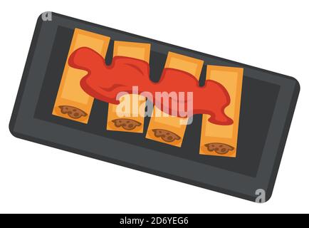 Crepes with meat, rolls and jam or caviar vector Stock Vector