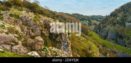 Cheddar Gorge in Black Rock Nature Reserve - Cheddar in Somerset in England in Europe Stock Photo