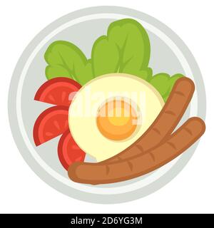 English breakfast with egg and sausages tomatoes Stock Vector