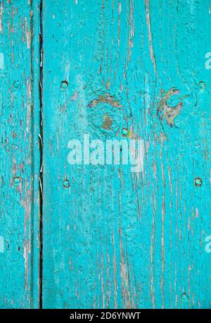 Turquoise painted weathered wood. Stock Photo