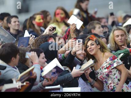 Natalia Tena arriving at the world premiere of Harry Potter and the Deathly Hallows Part 2, in Trafalgar Square in central London. Stock Photo