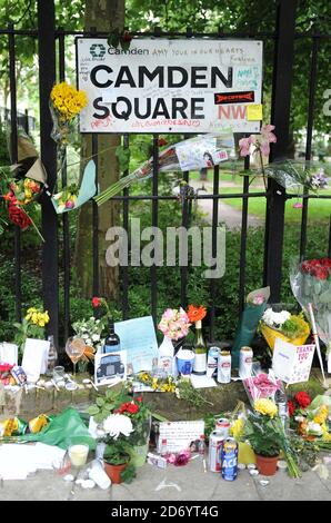 Flowers Left By Mourners In Camden Square Outside The House Of Amy ...