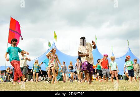 A dance workshop at the Womad festival in Charlton Park, Wiltshire.