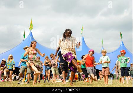 A dance workshop at the Womad festival in Charlton Park, Wiltshire.